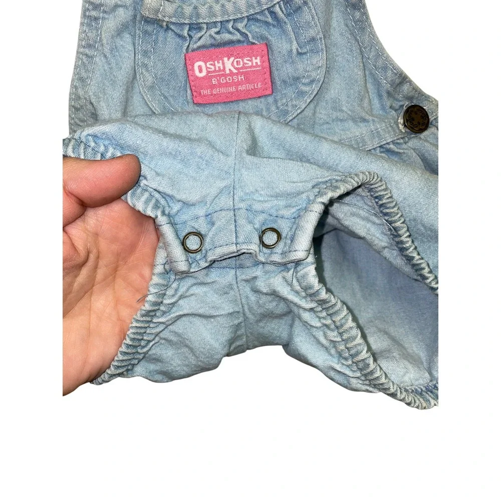 OshKosh B'gosh Denim Shortalls Blue Ice Cream Patch Kids 12 Months Vintage